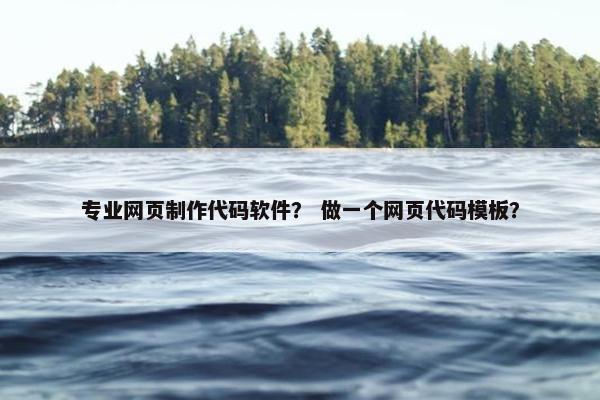 专业网页制作代码软件？ 做一个网页代码模板？
