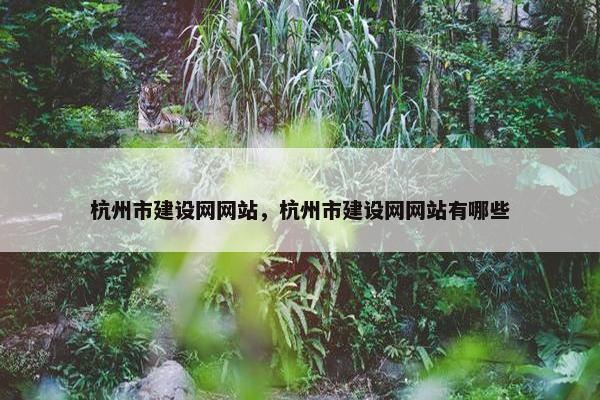 杭州市建设网网站，杭州市建设网网站有哪些