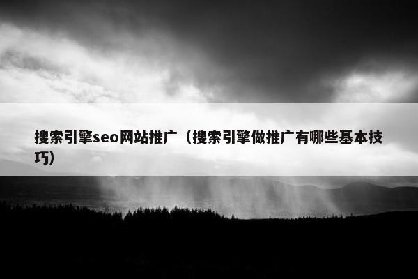 搜索引擎seo网站推广（搜索引擎做推广有哪些基本技巧）