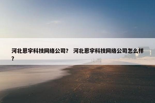 河北恩宇科技网络公司？ 河北恩宇科技网络公司怎么样？