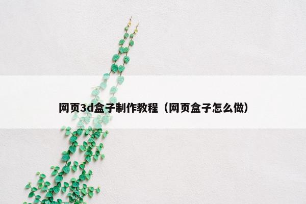 网页3d盒子制作教程（网页盒子怎么做）