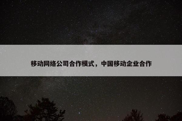 移动网络公司合作模式，中国移动企业合作