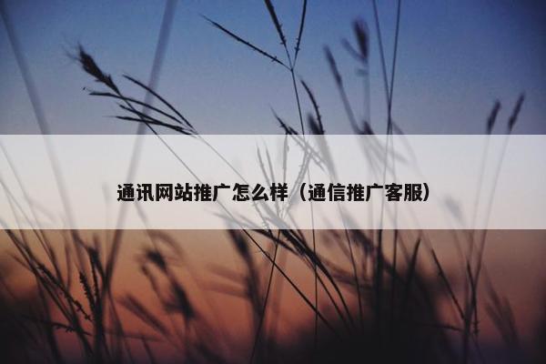 通讯网站推广怎么样（通信推广客服）