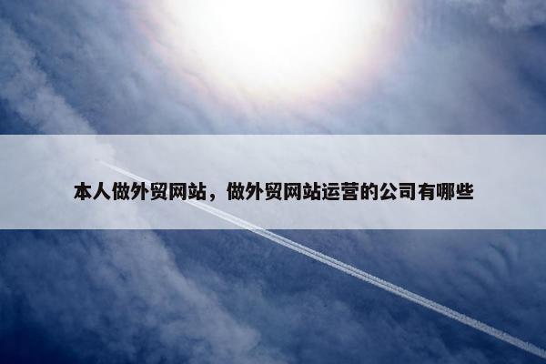 本人做外贸网站，做外贸网站运营的公司有哪些