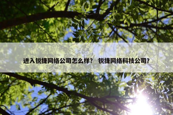 进入锐捷网络公司怎么样？ 锐捷网络科技公司？