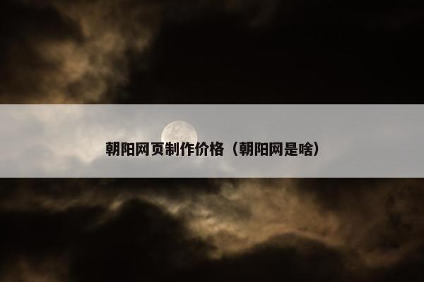 朝阳网页制作价格（朝阳网是啥）