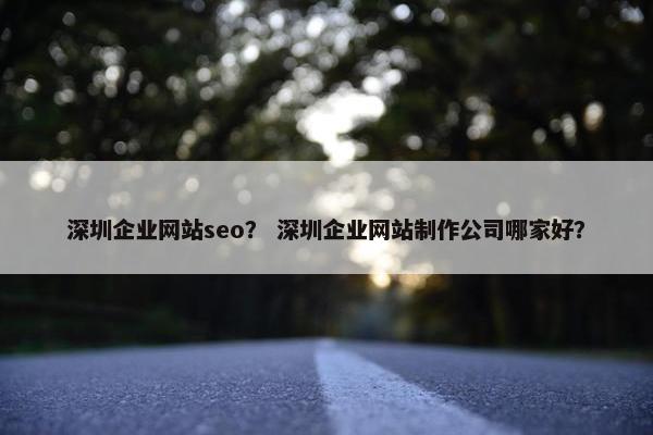 深圳企业网站seo？ 深圳企业网站制作公司哪家好？