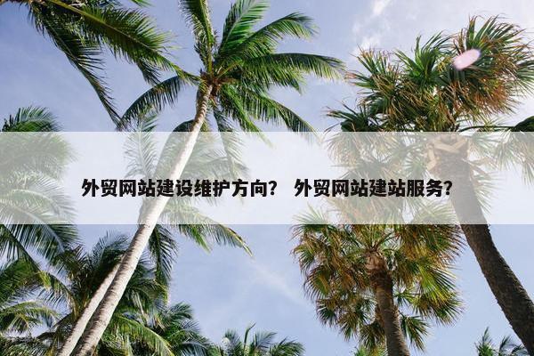 外贸网站建设维护方向？ 外贸网站建站服务？