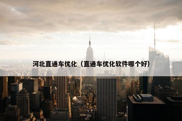 河北直通车优化（直通车优化软件哪个好）