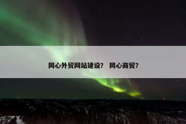 同心外贸网站建设？ 同心商贸？