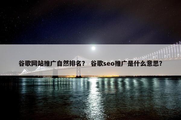 谷歌网站推广自然排名？ 谷歌seo推广是什么意思？