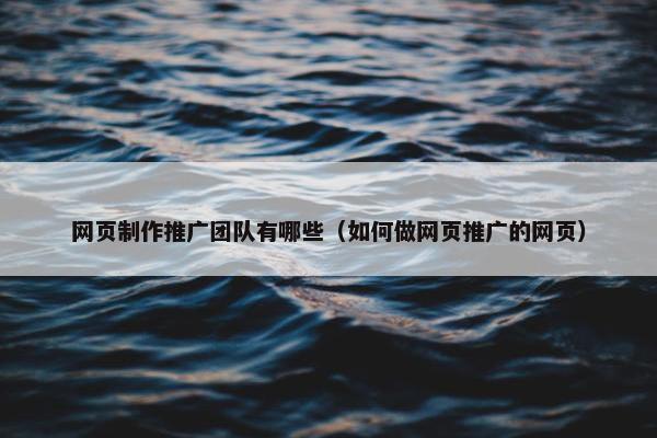 网页制作推广团队有哪些（如何做网页推广的网页）
