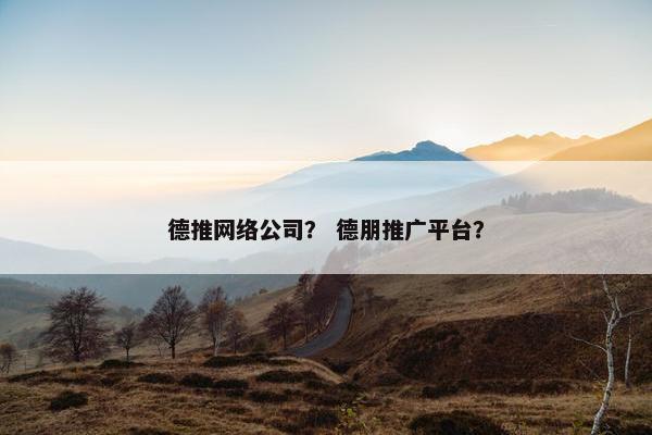 德推网络公司？ 德朋推广平台？