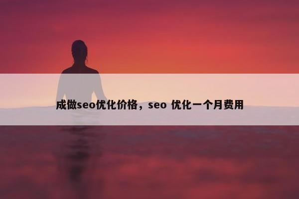 成做seo优化价格，seo 优化一个月费用