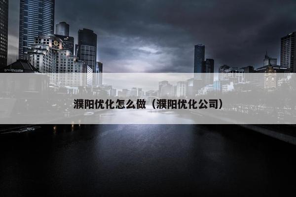 濮阳优化怎么做（濮阳优化公司）