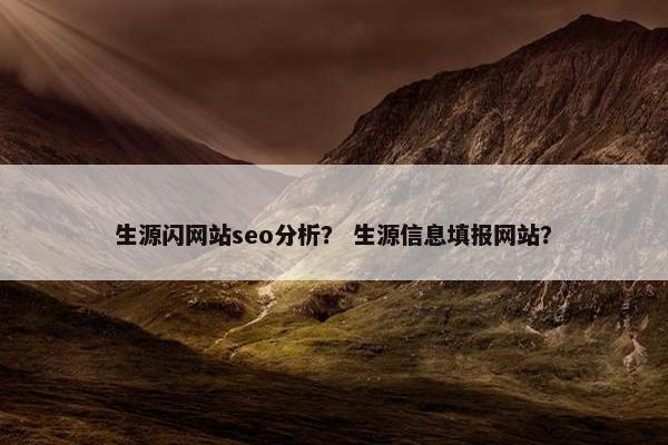生源闪网站seo分析？ 生源信息填报网站？