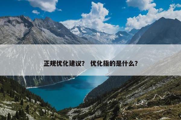 正规优化建议？ 优化指的是什么？