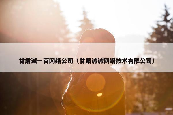 甘肃诚一百网络公司（甘肃诚诚网络技术有限公司）