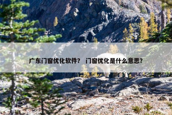 广东门窗优化软件？ 门窗优化是什么意思？