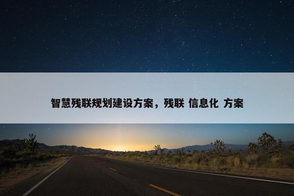 智慧残联规划建设方案，残联 信息化 方案