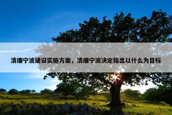 清廉宁波建设实施方案，清廉宁波决定指出以什么为目标