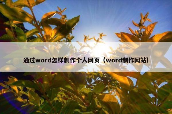 通过word怎样制作个人网页（word制作网站）