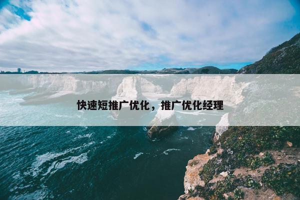 快速短推广优化，推广优化经理