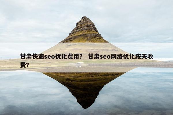 甘肃快速seo优化费用？ 甘肃seo网络优化按天收费？