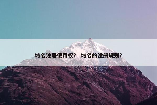 域名注册使用权？ 域名的注册规则？