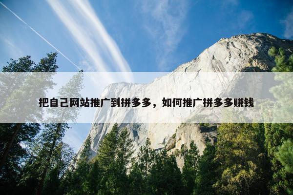 把自己网站推广到拼多多，如何推广拼多多赚钱