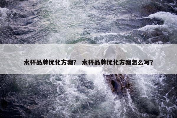 水杯品牌优化方案？ 水杯品牌优化方案怎么写？
