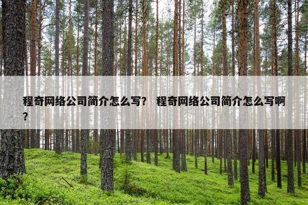 程奇网络公司简介怎么写？ 程奇网络公司简介怎么写啊？