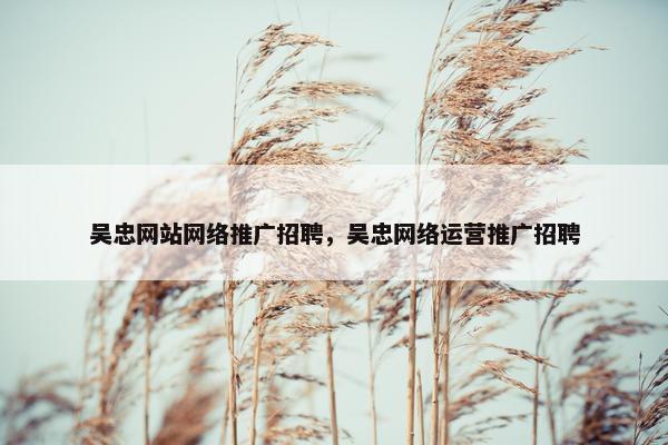 吴忠网站网络推广招聘，吴忠网络运营推广招聘