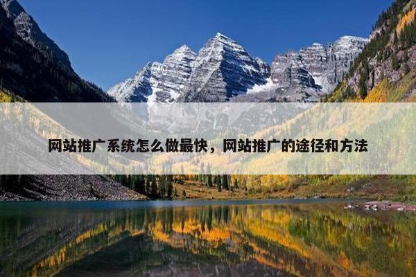 网站推广系统怎么做最快，网站推广的途径和方法