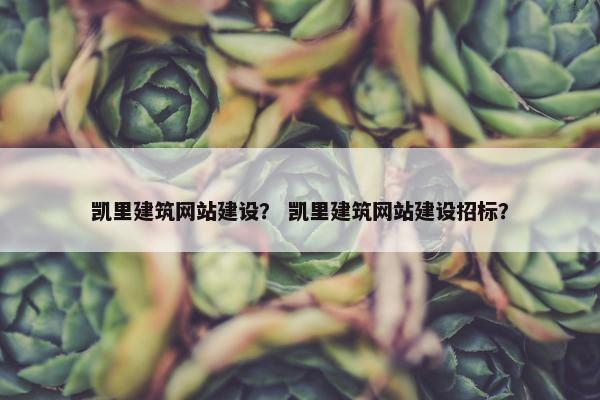 凯里建筑网站建设？ 凯里建筑网站建设招标？