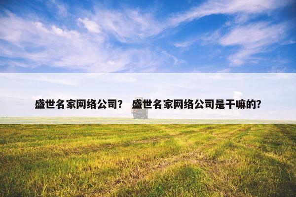 盛世名家网络公司？ 盛世名家网络公司是干嘛的？