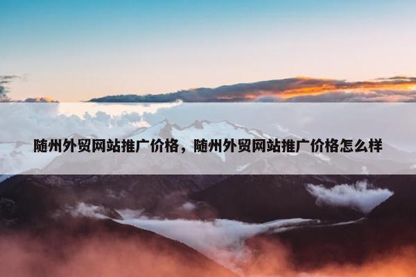 随州外贸网站推广价格，随州外贸网站推广价格怎么样
