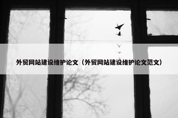 外贸网站建设维护论文（外贸网站建设维护论文范文）