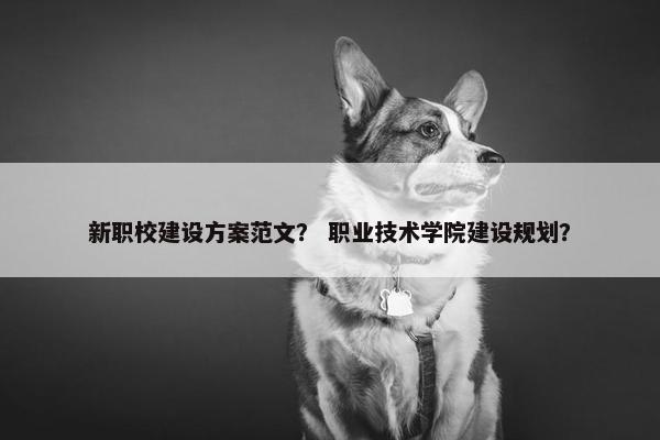 新职校建设方案范文？ 职业技术学院建设规划？