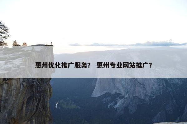 惠州优化推广服务？ 惠州专业网站推广？