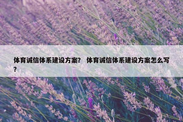 体育诚信体系建设方案？ 体育诚信体系建设方案怎么写？
