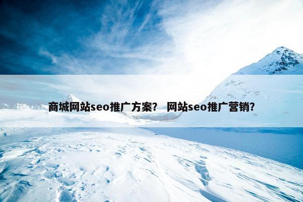 商城网站seo推广方案？ 网站seo推广营销？