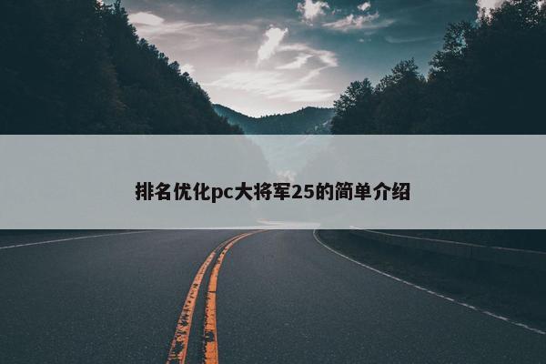 排名优化pc大将军25的简单介绍