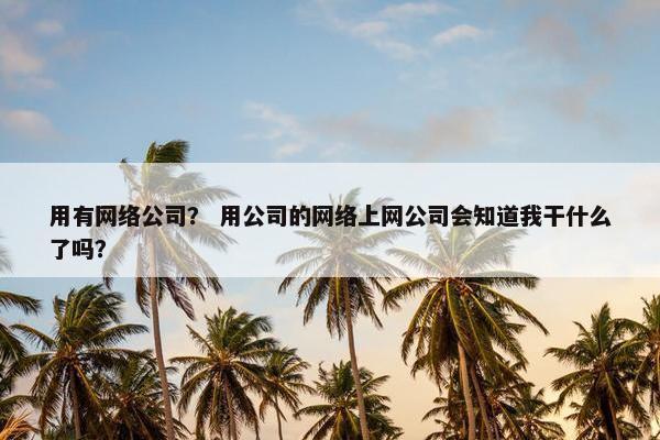 用有网络公司？ 用公司的网络上网公司会知道我干什么了吗？