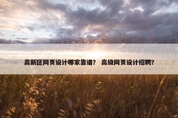 高新区网页设计哪家靠谱？ 高级网页设计招聘？