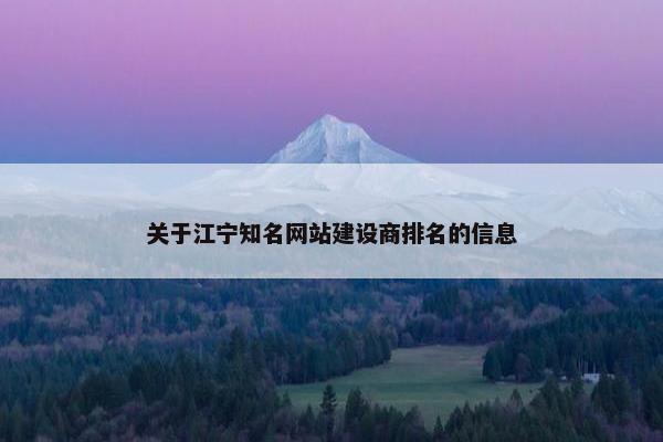 关于江宁知名网站建设商排名的信息