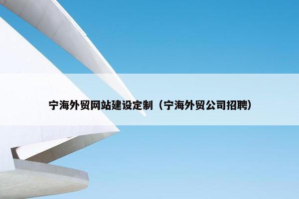 宁海外贸网站建设定制（宁海外贸公司招聘）