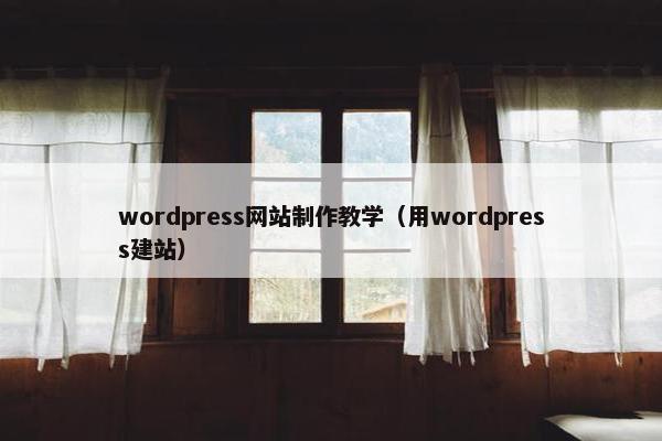 wordpress网站制作教学（用wordpress建站）