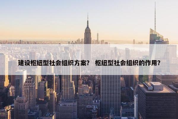 建设枢纽型社会组织方案？ 枢纽型社会组织的作用？