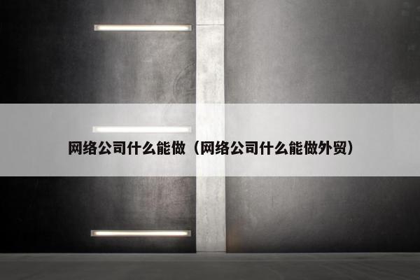 网络公司什么能做（网络公司什么能做外贸）